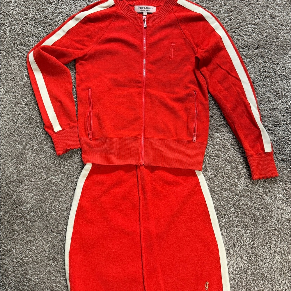 Juicy Couture Vibrant Red and Cream Tracksuit 100% wool